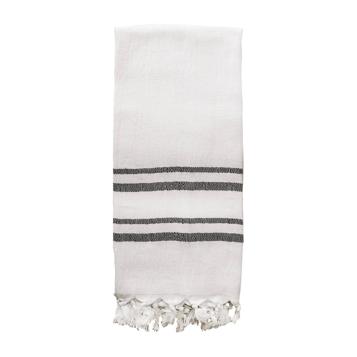 Turkish Cotton & Bamboo Hand Towel, Double Black Stripes