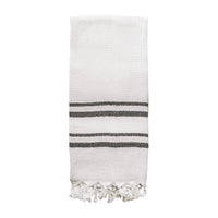Turkish Cotton & Bamboo Hand Towel, Double Black Stripes