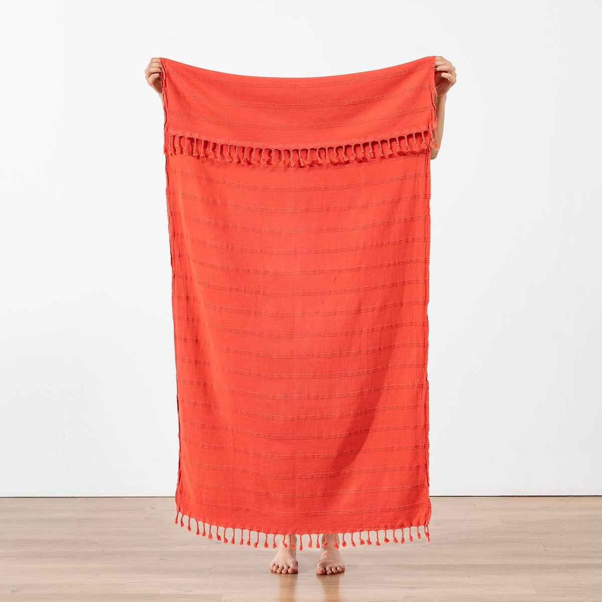 Stonewashed Turkish Cotton Towel, Orange/Red