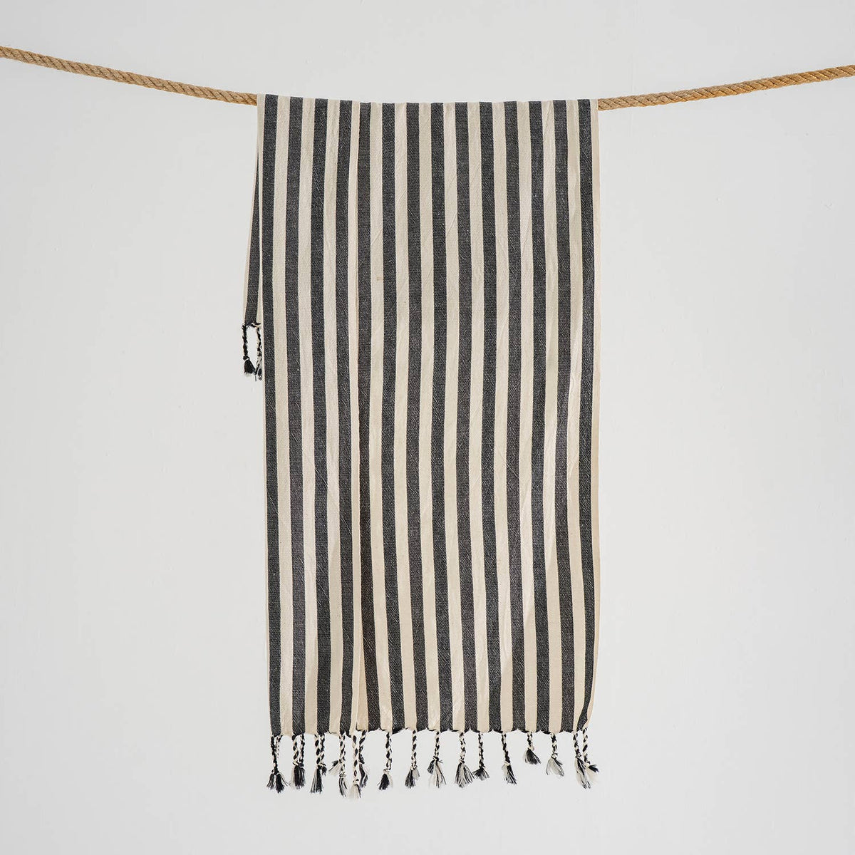 Turkish Cotton Hand Towel, Black & White Stripes