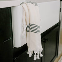 Turkish Cotton & Bamboo Hand Towel, Multi Black Stripes