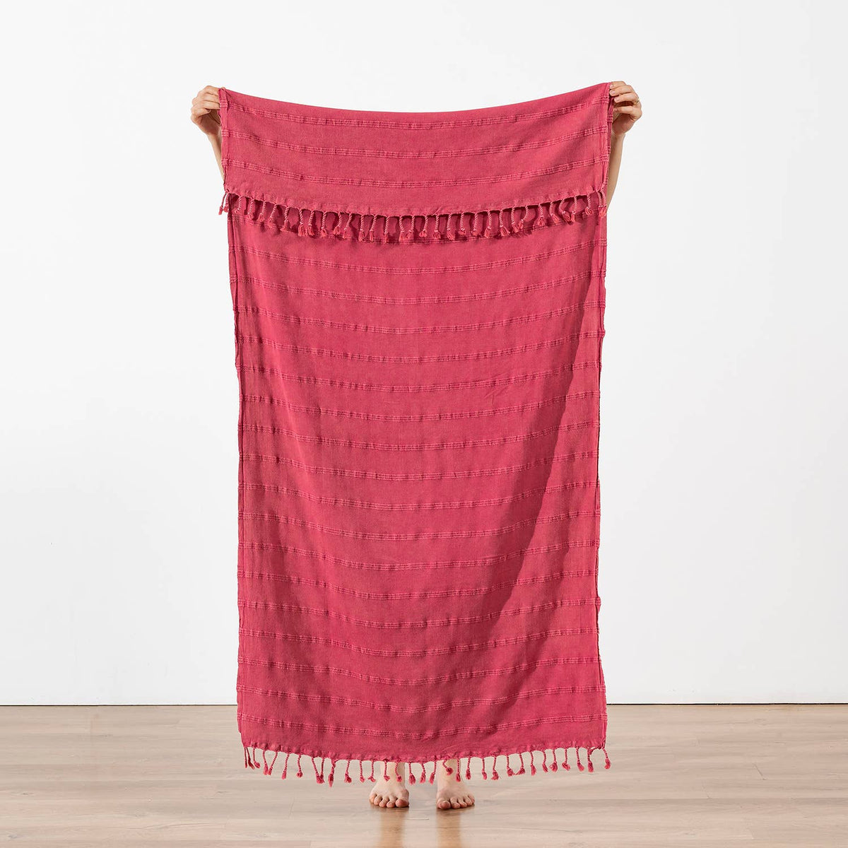Stonewashed Turkish Cotton Towel, Berry