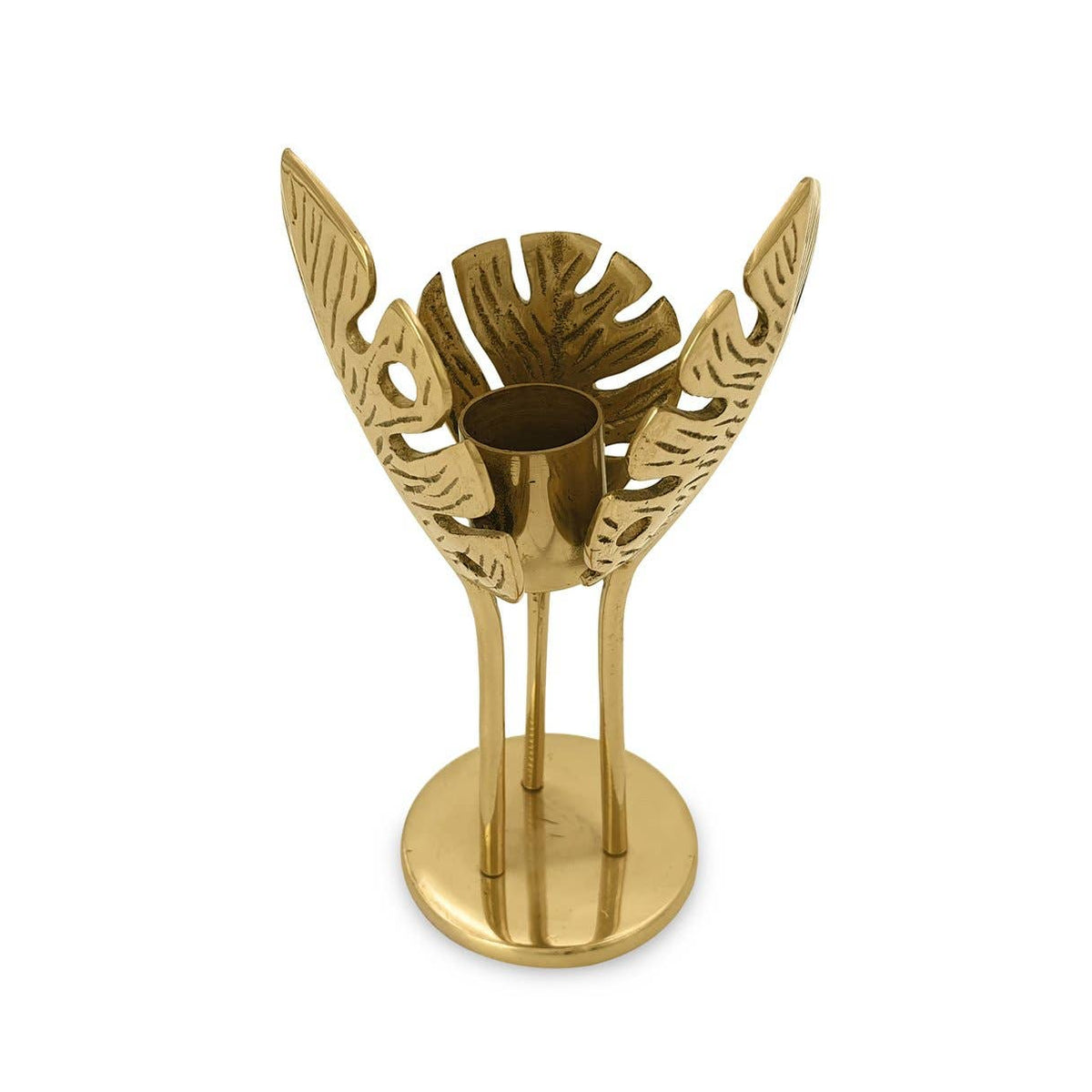 Brass Monstera Candle Holder