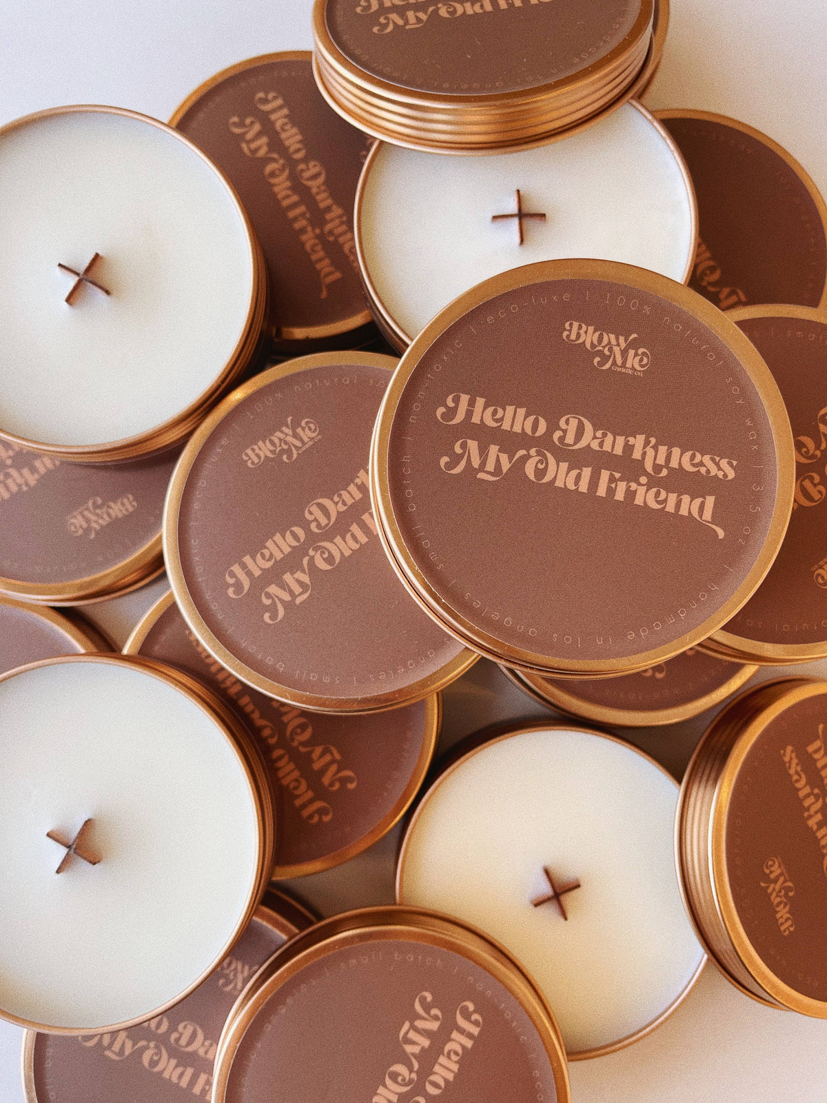 ‘Hello Darkness My Old Friend’ Candle, Mini Tin