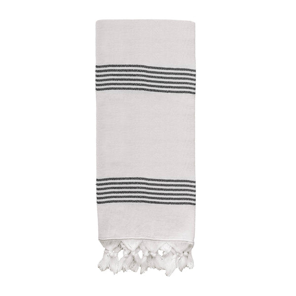 Turkish Cotton & Bamboo Hand Towel, Multi Black Stripes