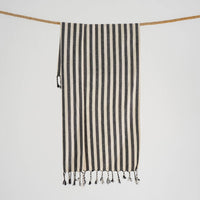 Turkish Cotton Hand Towel, Black & White Stripes