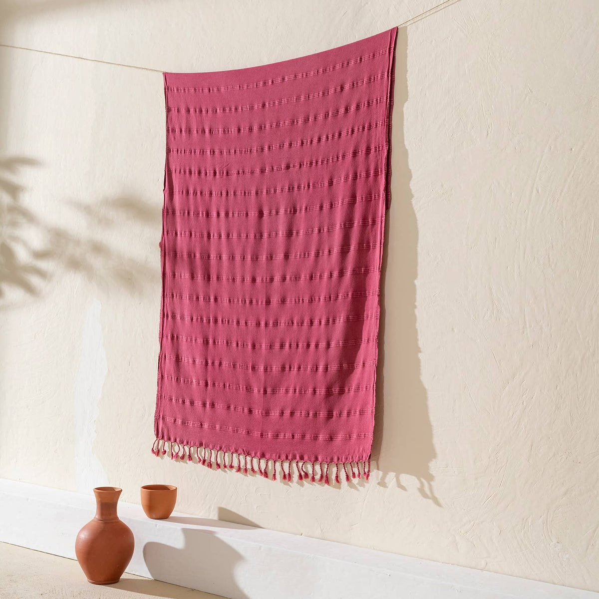 Stonewashed Turkish Cotton Towel, Berry