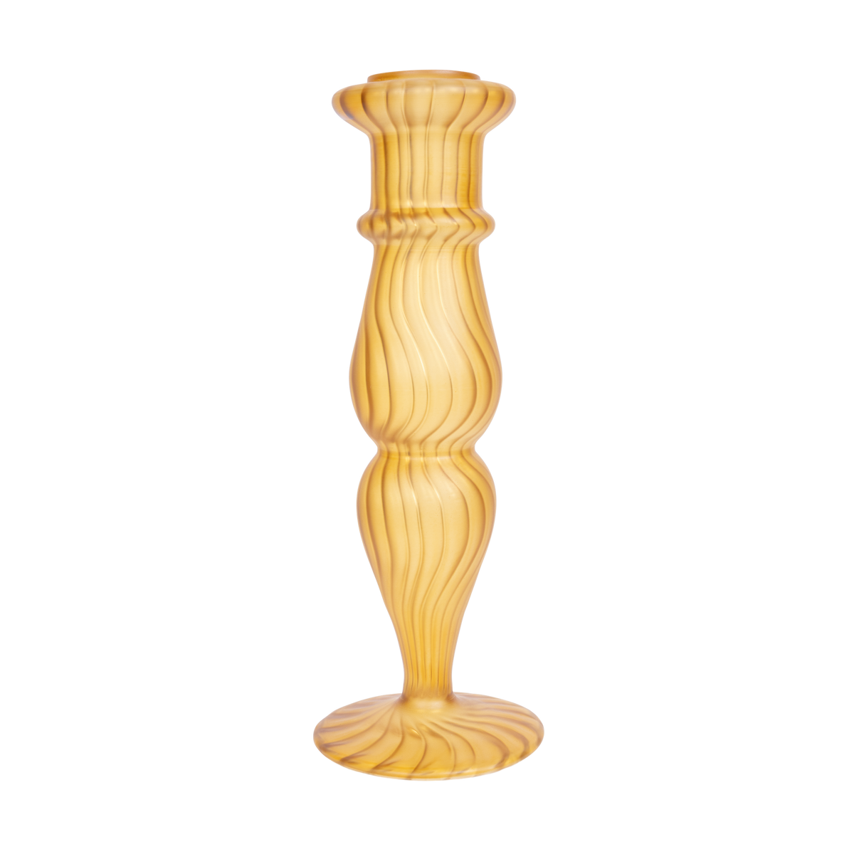 Frosted Glass Candle Holder, Mustard