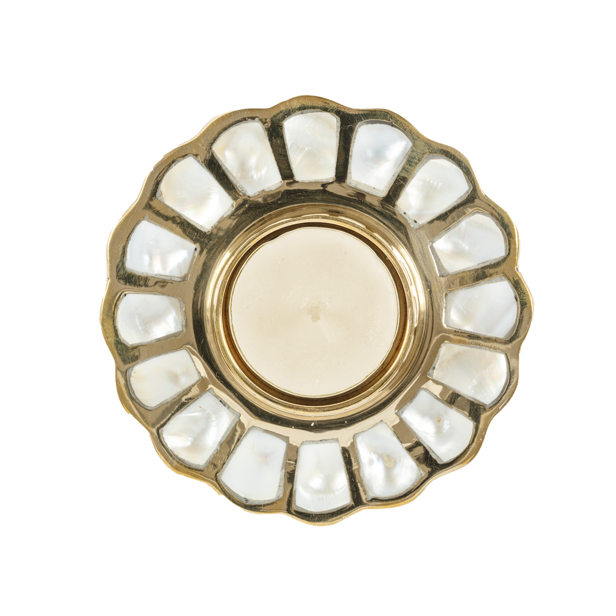 Pearl & Brass Tea Light Candle Holder