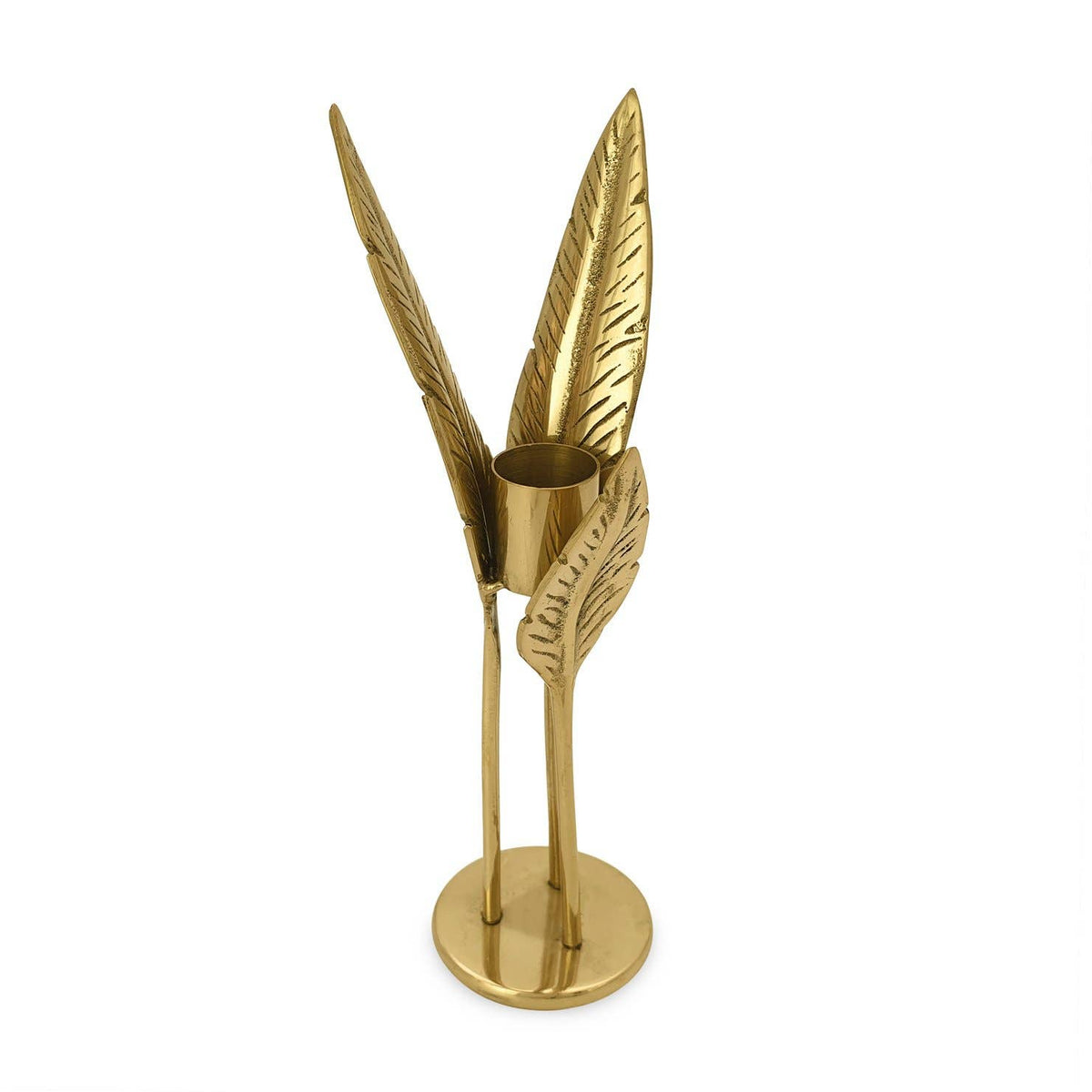 Brass banana leaf taper candle holder. Intricate detail and lightweight.